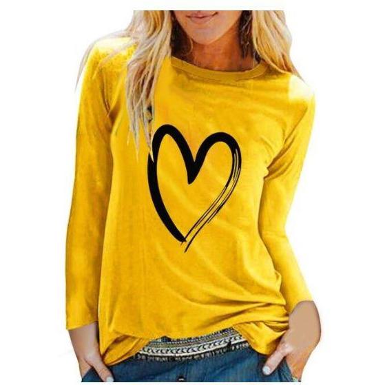 Women Casual Print Long Sleeve Loose T Shirt freeshipping - Tyche Ace