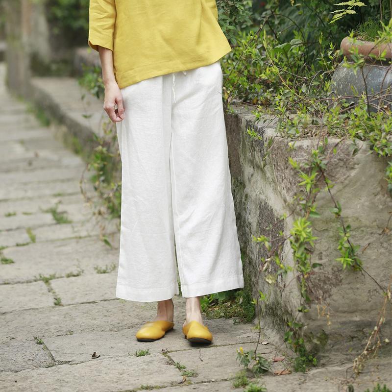 Women Linen Ankle Length Loose Pants