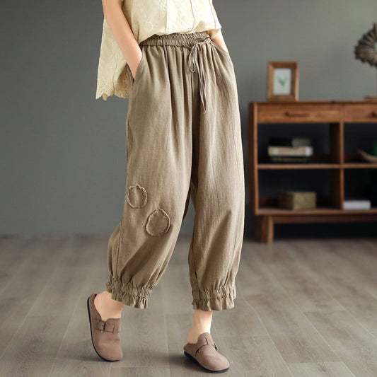 Women Retro Loose Bloomers Linen Pants