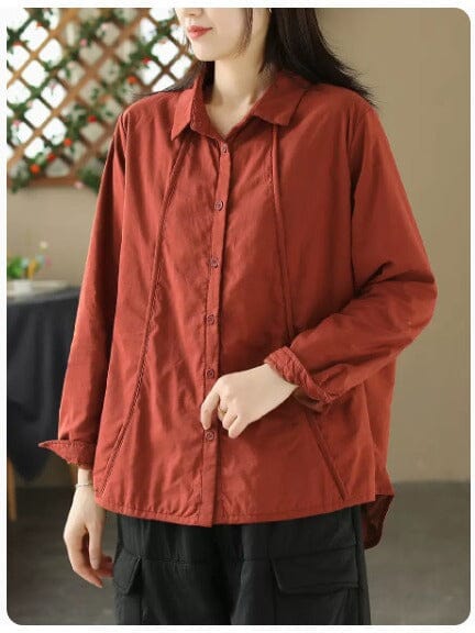 Women Winter Casual Cotton Quilted Blouse