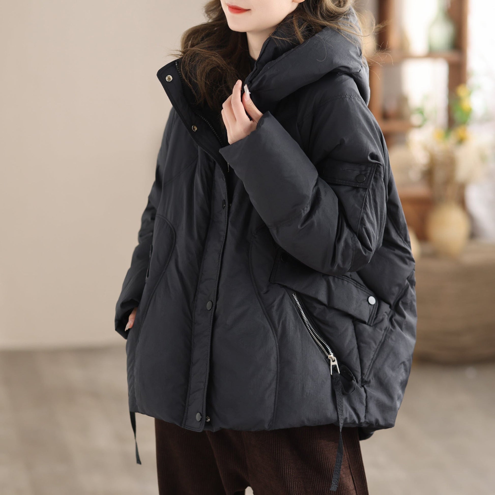 Women Winter Stylish Casual Hooded Down Coat