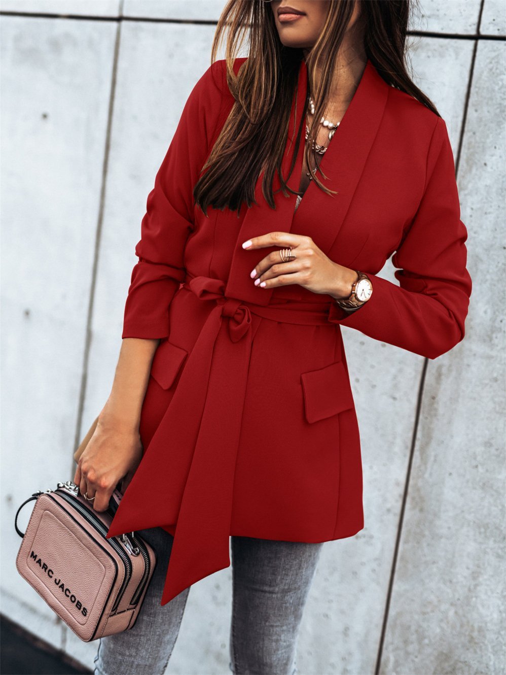 Women's Blazers Fashion Lapel Belted Long Sleeve Blazer - Blazers - INS | Online Fashion Free Shipping Clothing, Dresses, Tops, Shoes - 23/11/2021 - 30-40 - BLA2111231181