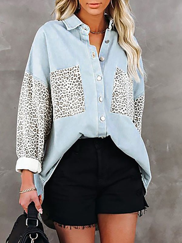 Blouses Long Sleeve Leopard Print Lapel  Blouse - LuckyFash™