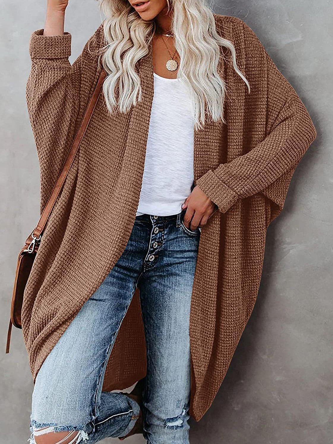 Women's Cardigans Bat Long Sleeve Mid-Length Knitted Cardigan - Cardigans & Sweaters - INS | Online Fashion Free Shipping Clothing, Dresses, Tops, Shoes - 20-30 - 26/10/2021 - CAR2110261162