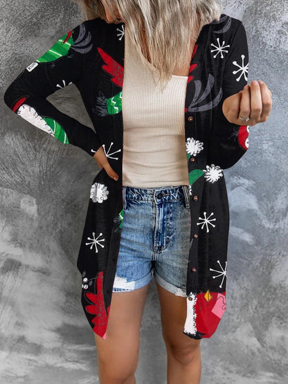 Women's Cardigans Christmas Print Button Long Sleeve Cardigan - Cardigans & Sweaters - INS | Online Fashion Free Shipping Clothing, Dresses, Tops, Shoes - 05/11/2021 - 20-30 - CAR2111051184