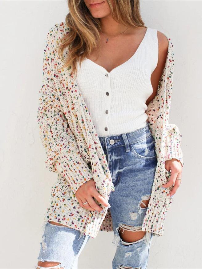 Women's Cardigans Color Dot Long Sleeve Pocket Sweater Cardigan - LuckyFash™