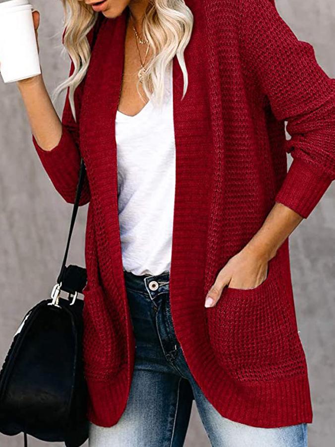 Women's Cardigans Curved Placket Pockets Sweater Cardigan - Cardigans & Sweaters - INS | Online Fashion Free Shipping Clothing, Dresses, Tops, Shoes - 03/11/2021 - 30-40 - CAR2111031178