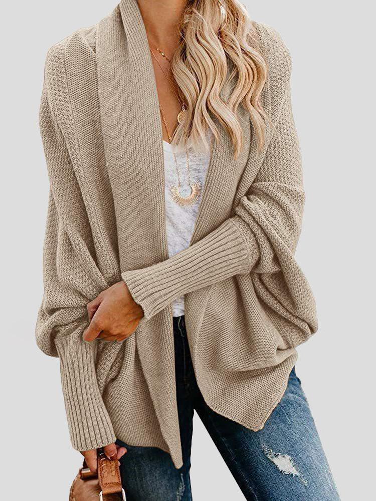 Women's Cardigans Fashion Solid Bat Sleeve Sweater Cardigan - LuckyFash™