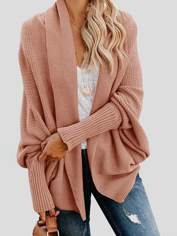 Women's Cardigans Fashion Solid Bat Sleeve Sweater Cardigan - LuckyFash™