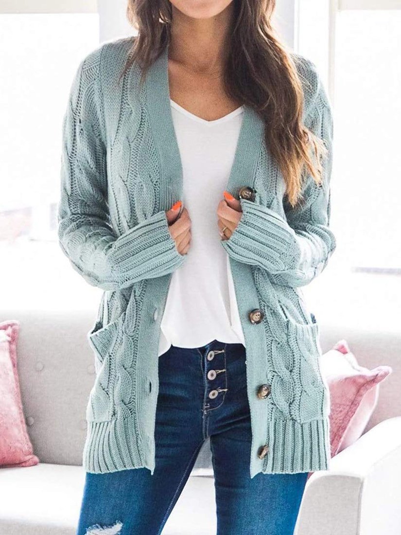 Women's Cardigans Single-Breasted Pocket Long Sleeve Knitted Cardigan - Cardigans & Sweaters - MsDressly | Online Fashion Free Shipping Clothing, Dresses, Tops, Shoes - 24/11/ - CAR2111241194 - Cardigans & Sweaters