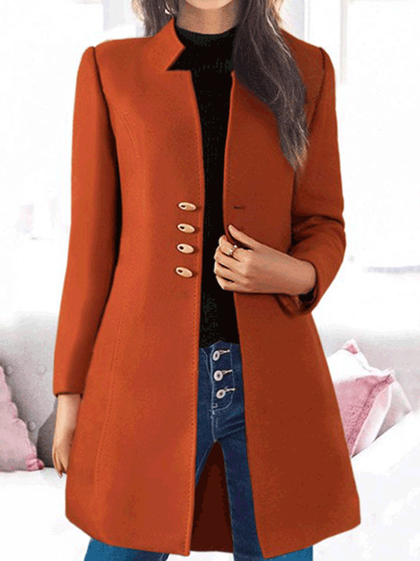 Women's Coats Button Long Sleeve Slim Fit Wool Coat - Coats - Instastyled | Online Fashion Free Shipping Clothing, Dresses, Tops, Shoes - 15/09/2022 - COA2209151417 - Coats