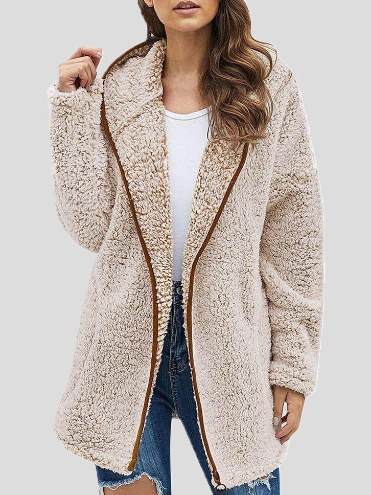 Women's Coats Casual Solid Lapel Plush Hoodie Coats - Coats - Instastyled | Online Fashion Free Shipping Clothing, Dresses, Tops, Shoes - 22/09/2022 - COA2209221431 - Coats