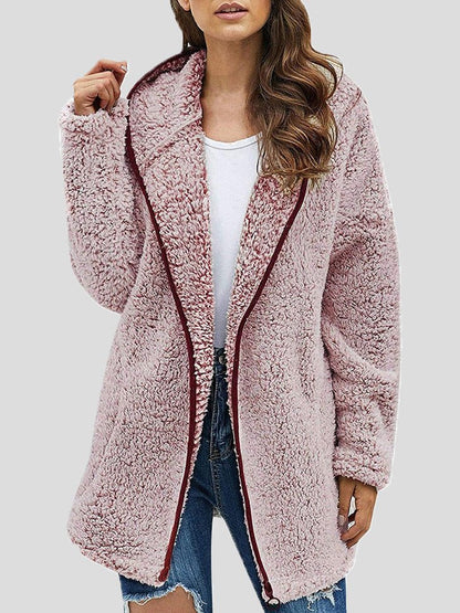 Women's Coats Casual Solid Lapel Plush Hoodie Coats - Coats - Instastyled | Online Fashion Free Shipping Clothing, Dresses, Tops, Shoes - 22/09/2022 - COA2209221431 - Coats