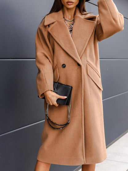 Women's Coats Double-Breasted Suit Collar Long Woolen Coat - Coats & Jackets - INS | Online Fashion Free Shipping Clothing, Dresses, Tops, Shoes - 01/09/2021 - 30-40 - COA2109011125