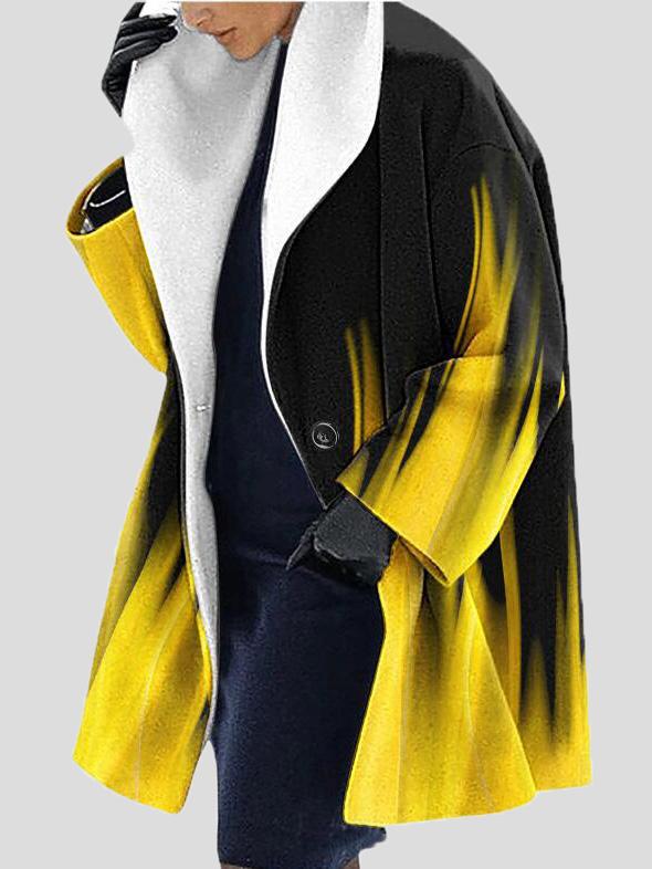 Women's Coats Printed Lapel Long Sleeve Hooded Woolen Coat - Coats & Jackets - Instastyled | Online Fashion Free Shipping Clothing, Dresses, Tops, Shoes - 09/12/2021 - 30-40 - COA2112091352