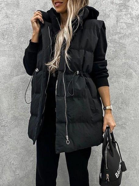 Women's Coats Solid Sleeveless Loose Pocket Zipper Cotton Vest - Coats & Jackets - Instastyled | Online Fashion Free Shipping Clothing, Dresses, Tops, Shoes - 13/12/2021 - COA2112131357 - Coats & Jackets