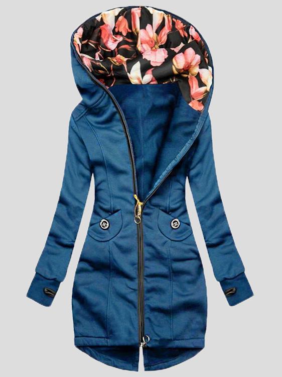 Women's Coats Zip Colorblock Printed Hooded Long Sleeve Jacket - Coats & Jackets - INS | Online Fashion Free Shipping Clothing, Dresses, Tops, Shoes - 27/08/2021 - 30-40 - COA2108271122