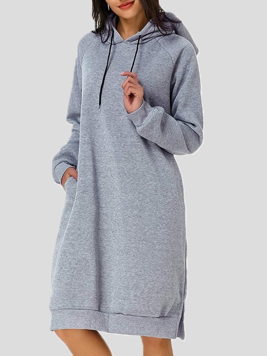 Women's Dresses Casual Solid Pocket Hooded Dress - Midi Dresses - Instastyled | Online Fashion Free Shipping Clothing, Dresses, Tops, Shoes - 22/09/2022 - Casual Dresses - Color_Black