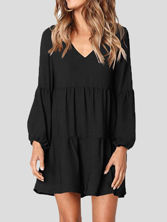 Women's Dresses Loose V-Neck Long Sleeve Mini Dress - Mini Dresses - Instastyled | Online Fashion Free Shipping Clothing, Dresses, Tops, Shoes - 20-30 - 21/12/2021 - Casual Dresses