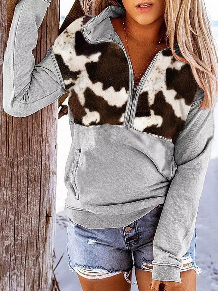 Women's Hoodie Leopard Print Zip Pocket Long Sleeve Hoodie - Hoodies - INS | Online Fashion Free Shipping Clothing, Dresses, Tops, Shoes - 20-30 - 28/10/2021 - color-black