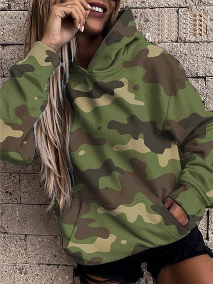 Women's Hoodies Camouflage Print Pocket Casual Hoodie - MsDressly