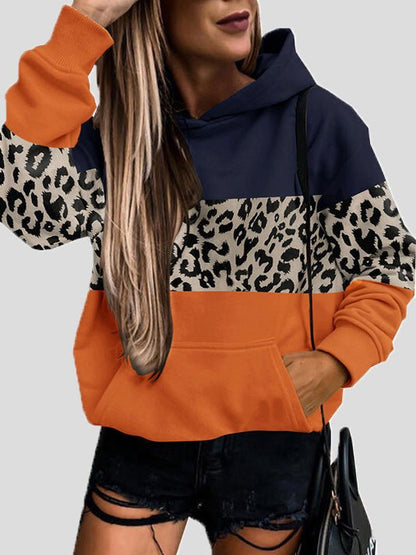 Women's Hoodies Casual Leopard Panel Pocket Long-Sleeve Hoody - Hoodies - Instastyled | Online Fashion Free Shipping Clothing, Dresses, Tops, Shoes - 23/09/2022 - 30-40 - color-black