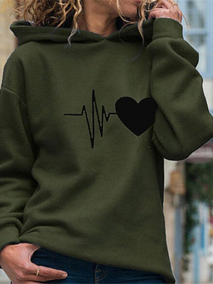 Women's Hoodies Heart Print Long Sleeve Casual Hoody - LuckyFash™