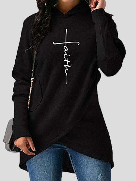 Women's Hoodies Printed Irregular Long Sleeve Hoody - LuckyFash™