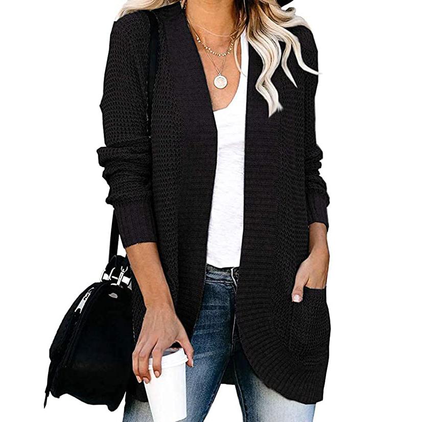 Women's Long Sleeve Knit Cardigan Sweater Green __stock:500 Jackets & Coats refund_fee:1200