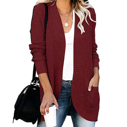 Women's Long Sleeve Knit Cardigan Sweater Black __stock:500 Jackets & Coats refund_fee:1200