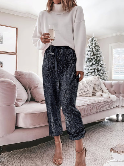 Mia| Genähte Leggings mit Kordelzug Hohe Taille Hose