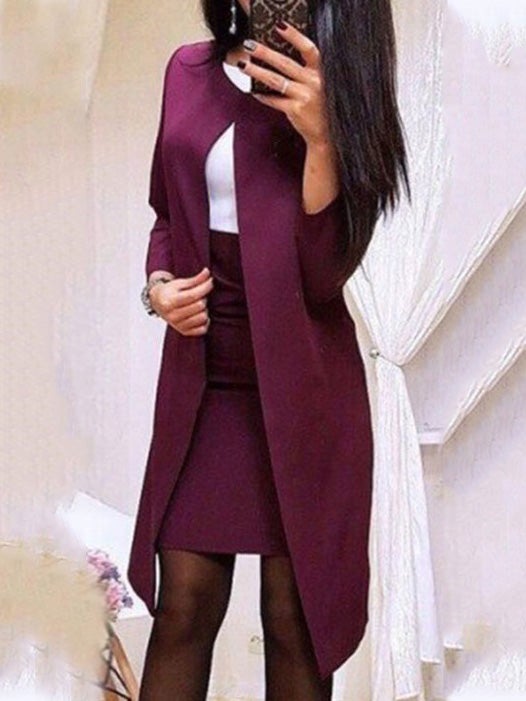 Women's Sets Solid Coat Skirt Professional Two-Piece Suit - Sets - Instastyled | Online Fashion Free Shipping Clothing, Dresses, Tops, Shoes - 13/01/2022 - 40-50 - Bottoms