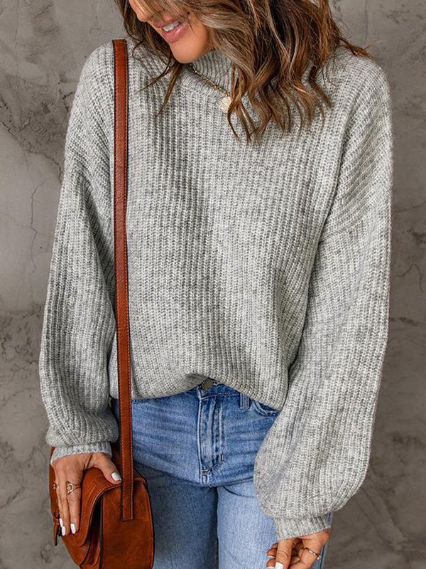 Women's Sweaters Casual Solid Turtleneck Long Sleeve Sweater - LuckyFash™