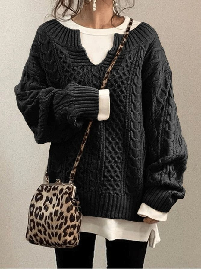 Women's Sweaters Hemp Pattern Casual Knitted Sweater - LuckyFash™