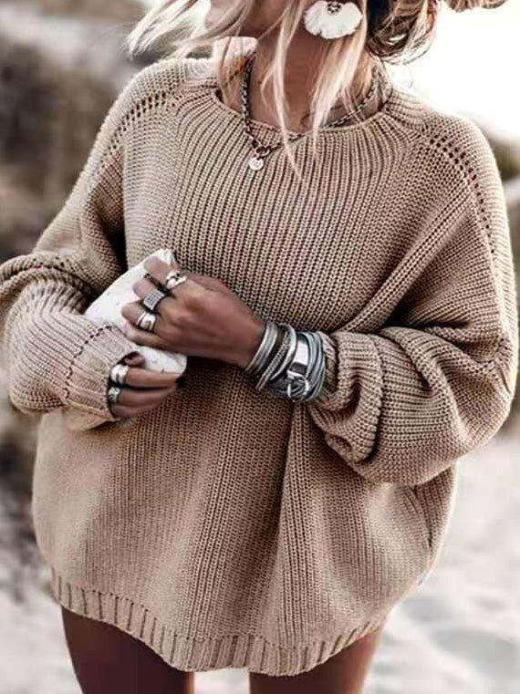 Women's Sweaters Loose Solid Long Sleeve Sweater - LuckyFash™