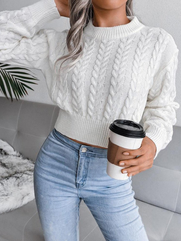 Women's Sweaters Solid Crew Neck Crop Long Sleeve Sweater - Sweaters - Instastyled | Online Fashion Free Shipping Clothing, Dresses, Tops, Shoes - 21/09/2022 - Color_Blue - Color_Gray