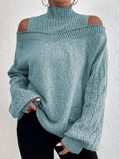 Women's Sweaters Turtleneck Off Shoulder Balloon Sleeve Sweater - Sweaters - Instastyled | Online Fashion Free Shipping Clothing, Dresses, Tops, Shoes - 05/11/2022 - 40-50 - cardigans-sweaters