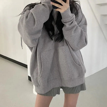 Zip - Up Pocket Oversized Sweatshirts Hooded - Diva Melody